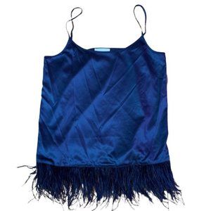 Patrizia Pepe Vintage Blue Cami with Ostrich Feathers | Sz 42